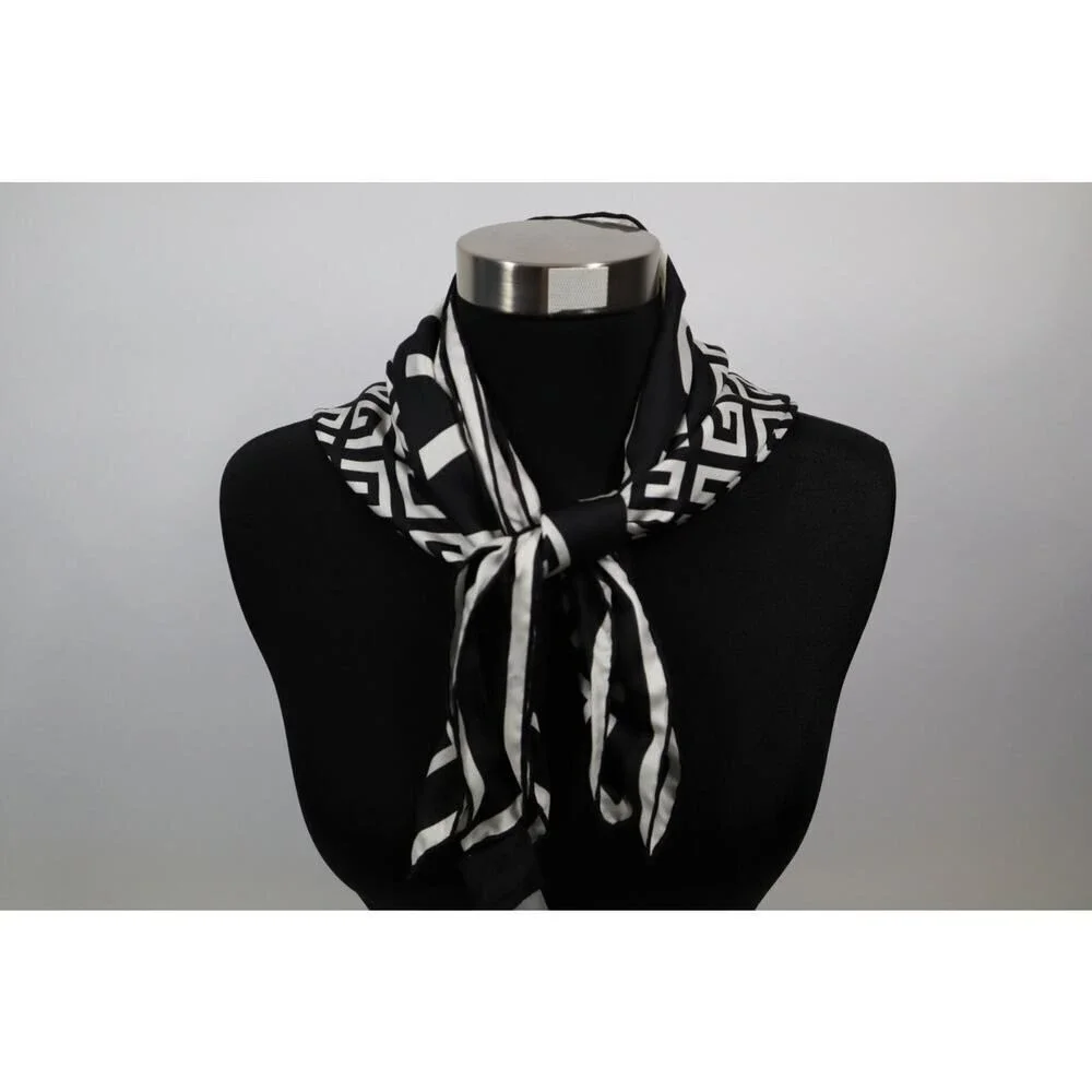 Givenchy Black And White Logo Square Scarf